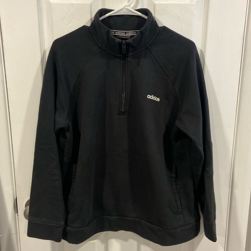 Adidas Black Half Zip Mock Neck Sweatshirt Size XL